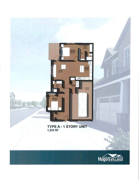 Floor plan for 2 beds, 2 baths, 1250 sqft
